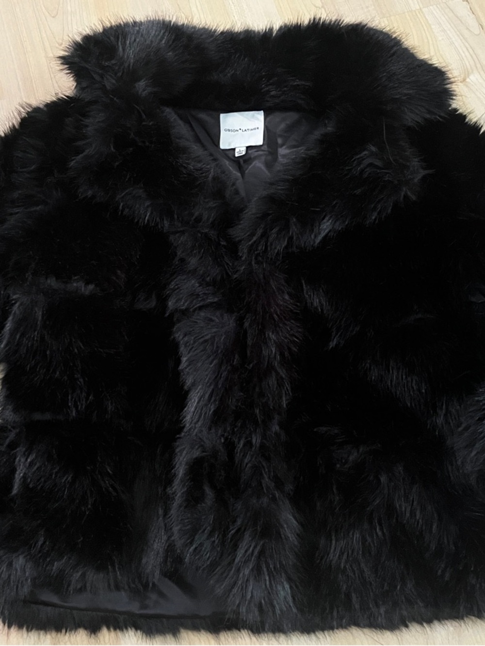 Gibson Latimer Black Faux Fur Teddy Bomber Jacket Large